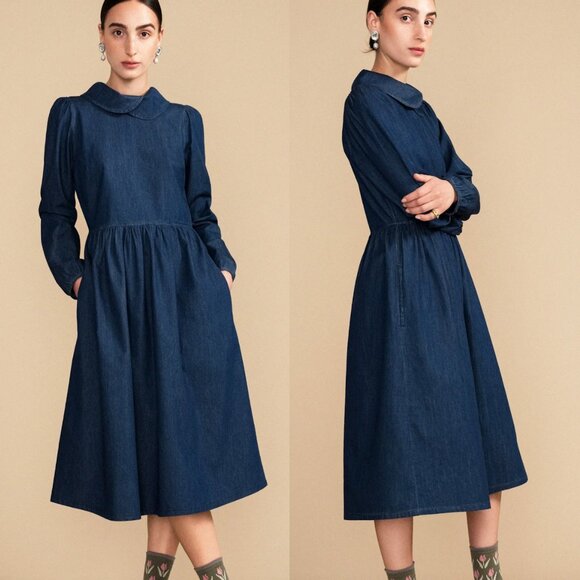 Hansel from Basel Frankie Denim Midi Dress Size 2 (M/L) - Picture 1 of 16